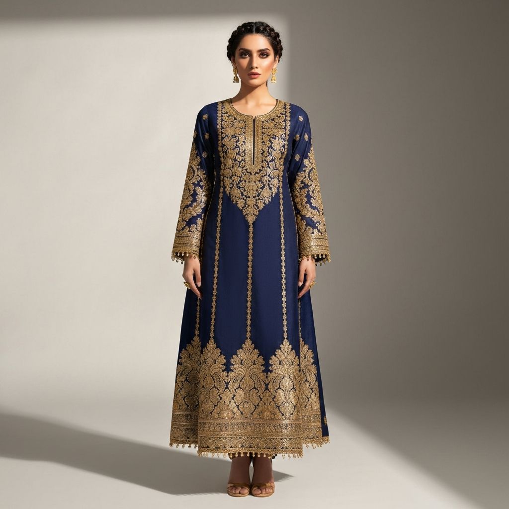 Formal Dress with Golden Details